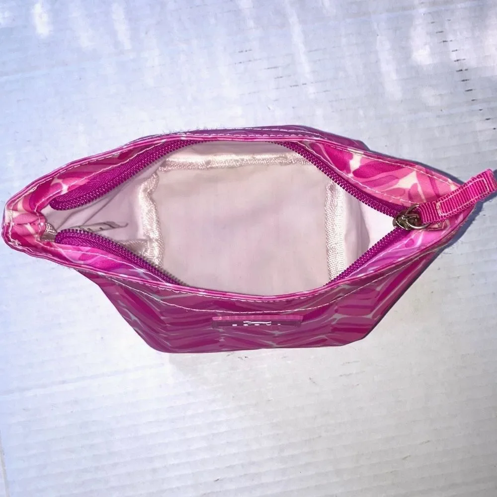 SCOUT Cosmetic Makeup Zip Bag Pouch Pink White Abstract Watercolor 5 x 4 x 5 in